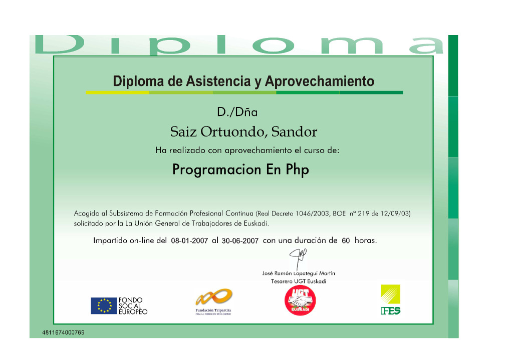 2007-06-30 - IFES - Diploma curso Programacion en PHP